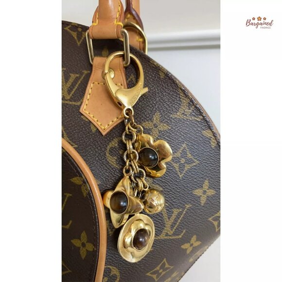 Authentic LOUIS VUITTON Gold Brown Bijoux Sac Tresor Flower Bag Charm - Picture 6 of 10